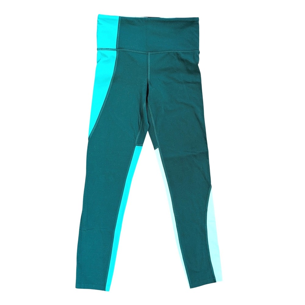 Athleta Womens XS Colorblock High Rise 7/8 Leggings Green Teal Mint Activewear